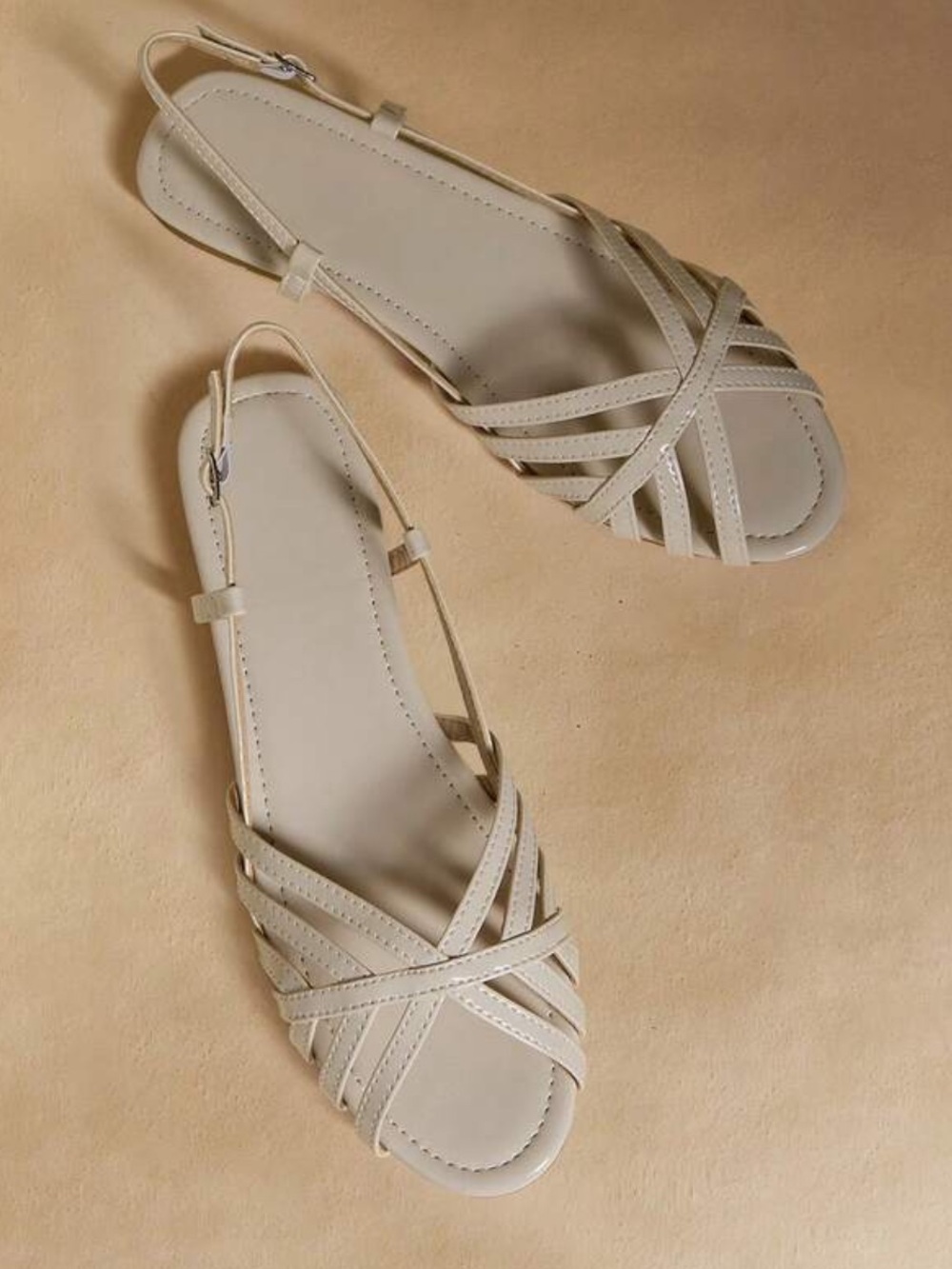 Women's Strappy Slingback Flats ivory cream off white